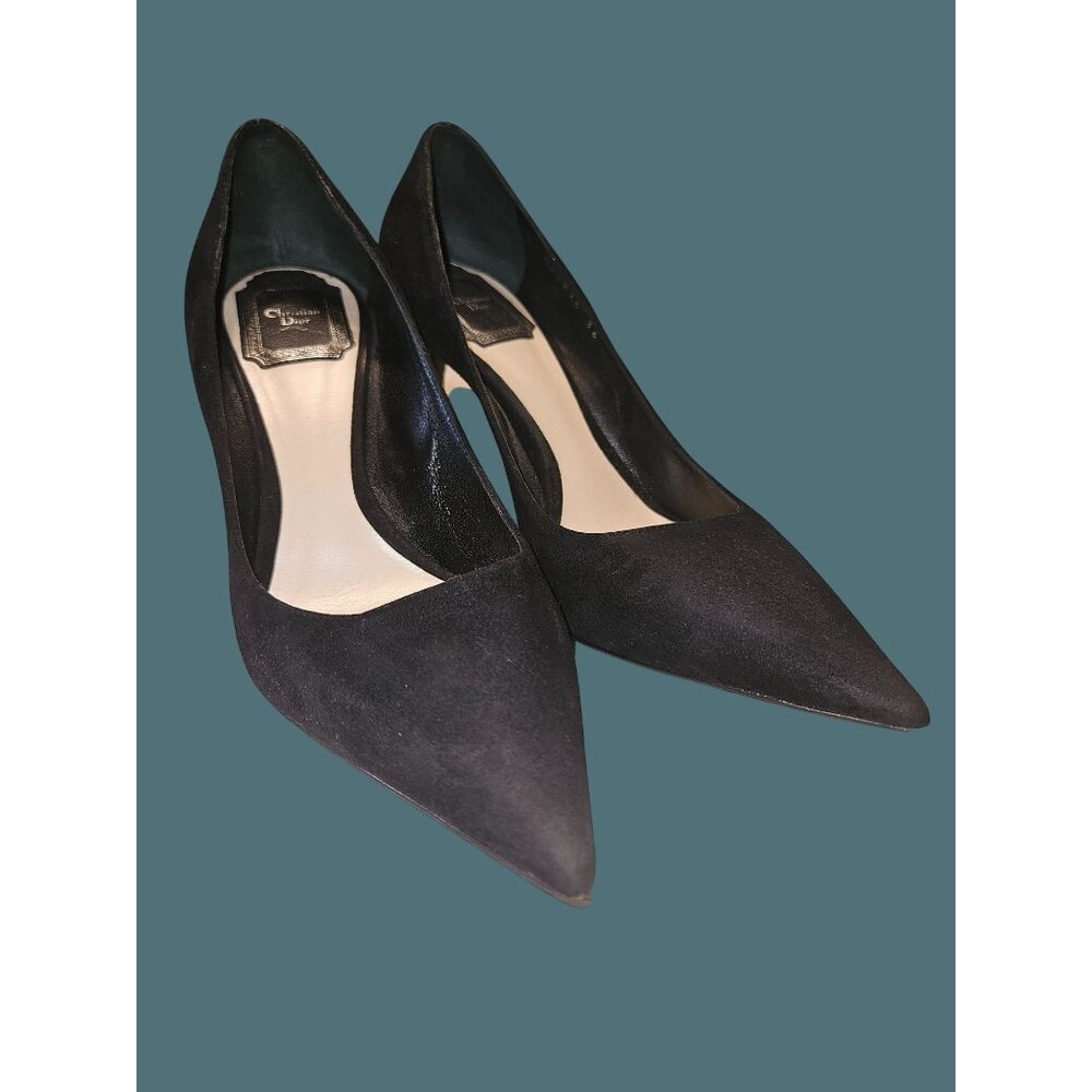 Christian Dior Essence Black Suede Pointy Toe Curved Heel Pumps Women Size 36 - Picture 7 of 16